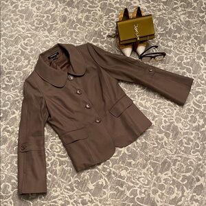 Ellen Tracy Taupe Blazer with Button Accents